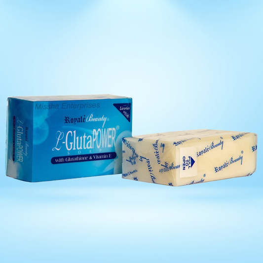Two boxes of Royale Beauty L-Glutapower on a light blue background